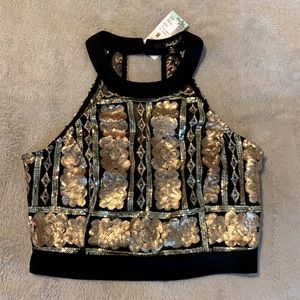 Sequin Top Black and Gold